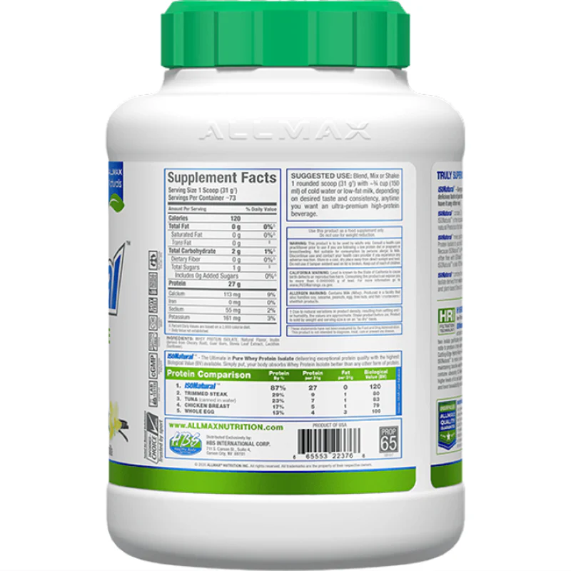 Allmax IsoNatural 5lb Unflavoured - Image 3