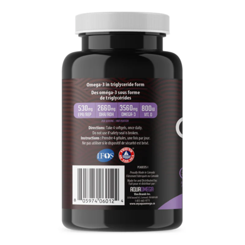 AquaOmega Omega-3 High DHA 120 Softgels - Image 4