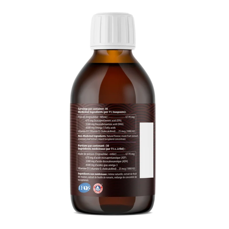 AquaOmega Omega-3 High DHA 225ml Lemon - Image 3