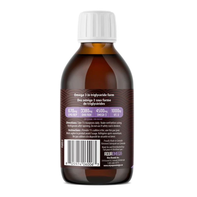AquaOmega Omega-3 High DHA 225ml Lemon - Image 4