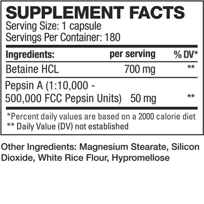 HD Muscle Betaine HCL 180 Caps - Image 2