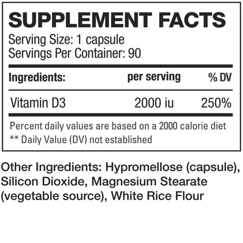 HD Muscle D3 2,000 IU 90 Servings - Image 2