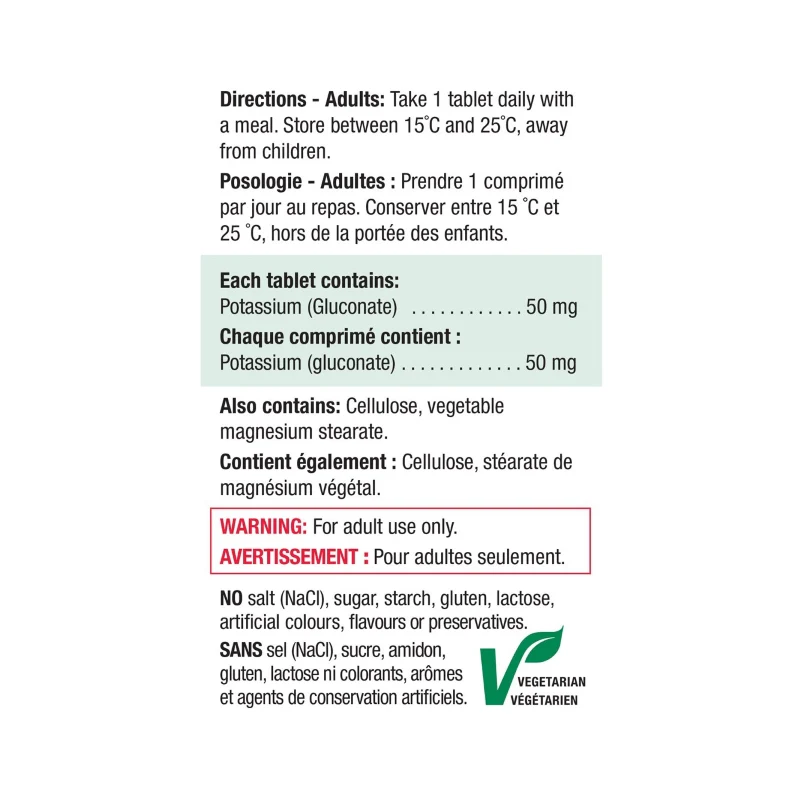 Jamieson Potassium 50mg 100 Tablets - Image 3