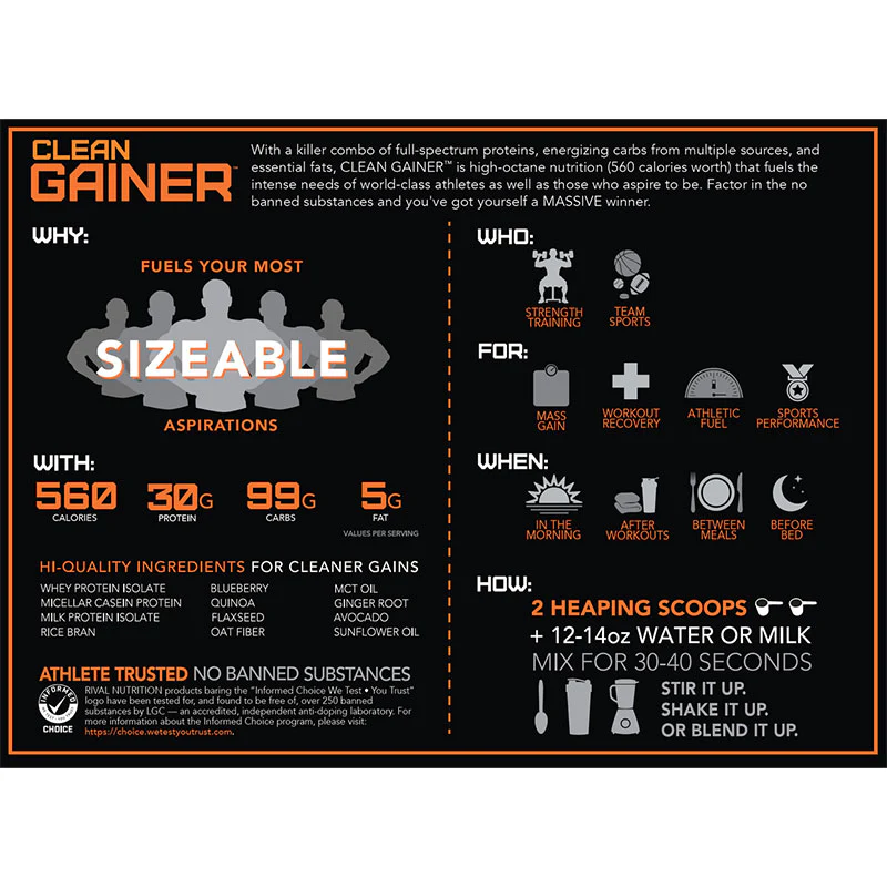 Rivalus Clean Gainer 12lb - Image 8
